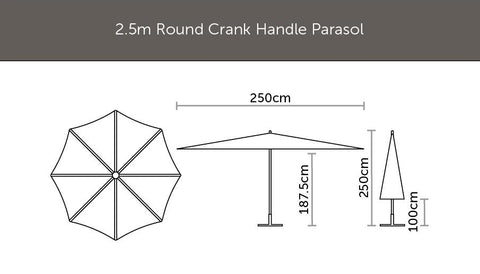 Brushed Aluminium 2.5M Crank Parasol - Sand