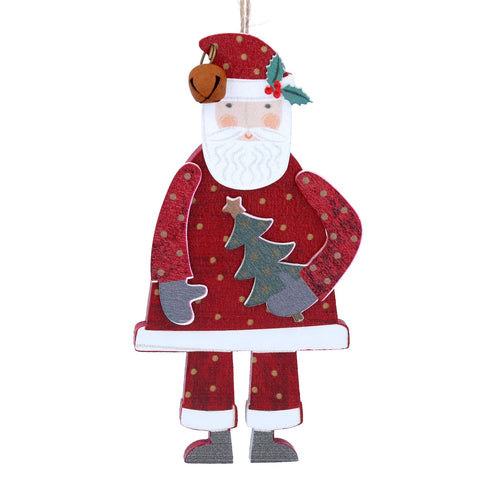 Gisela Graham Wood Santa with Tree Decoration