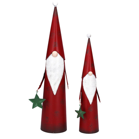 Tin Cone Santa Ornament, Set/2,  (LxWxD) 33x9x6cm