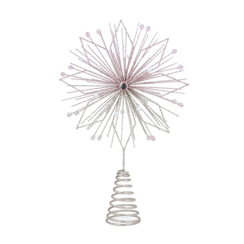 Gisela Graham - Pink/Silver Sparkling Wire Tree Top Star