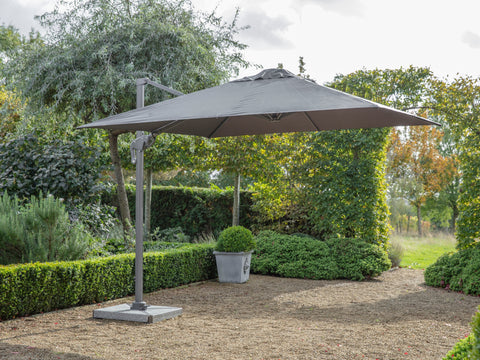 Lichfield 2.7m x 2.7m Square Side Post Parasol with Granite Base - Grey