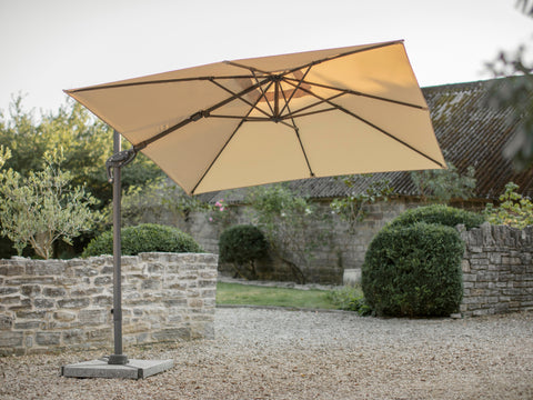 Lichfield 2.7m x 2.7m Square Side Post Parasol with Granite Base - Sand