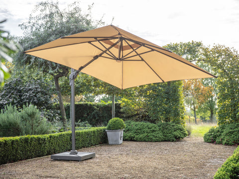 Bramblecrest Truro 3.0m Square Side Post Parasol with Granite Base - Sand