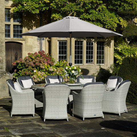 Bramblecrest Monterey 220 x 145cm Elliptical Dining Set with Parasol & Base