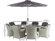 Bramblecrest Monterey 220 x 145cm Elliptical Dining Set with Parasol & Base
