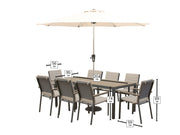 Bramblecrest Zurich Rectangular 8 Seater Set with Parasol & Base