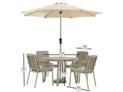 Bramblecrest Zurich Round 4 Seater Dining Set with Parasol & Base