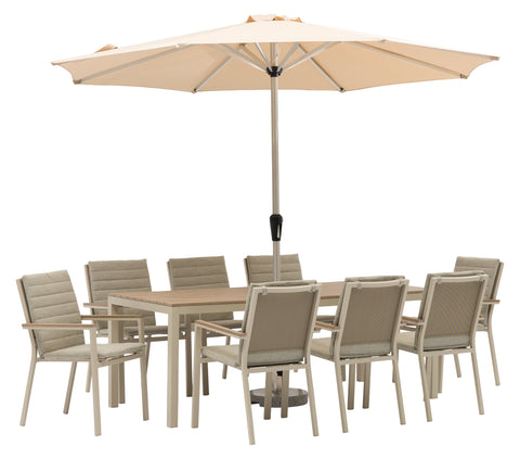 Bramblecrest Zurich Rectangular 8 Seater Set with Parasol & Base