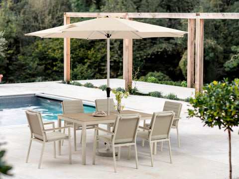 Bramblecrest Zurich Rectangular 6 Seater Set with Parasol & Base