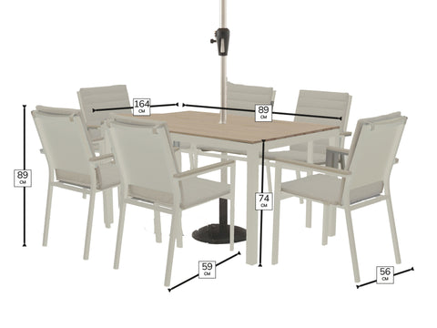 Bramblecrest Zurich Rectangular 6 Seater Set with Parasol & Base