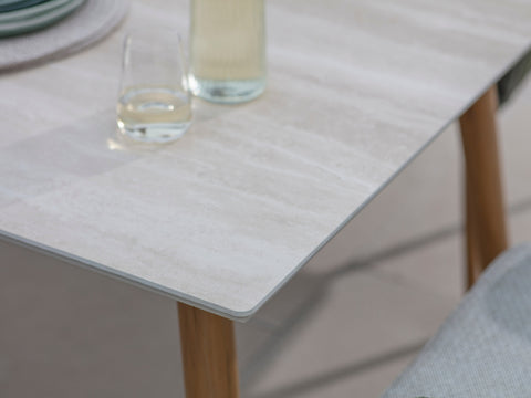 Bramblecrest Como Rectangular 6 Seater Dining Set with Parasol & Base