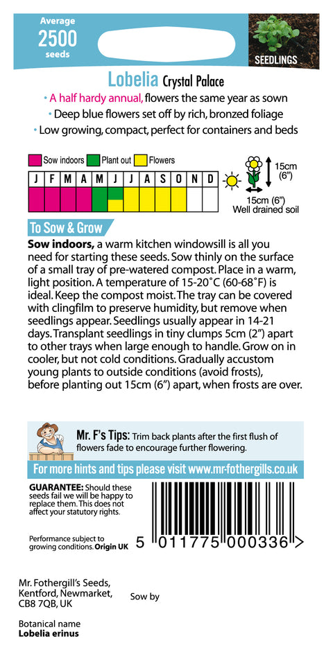 Mr Fothergills Lobelia Crystal Palace Seeds
