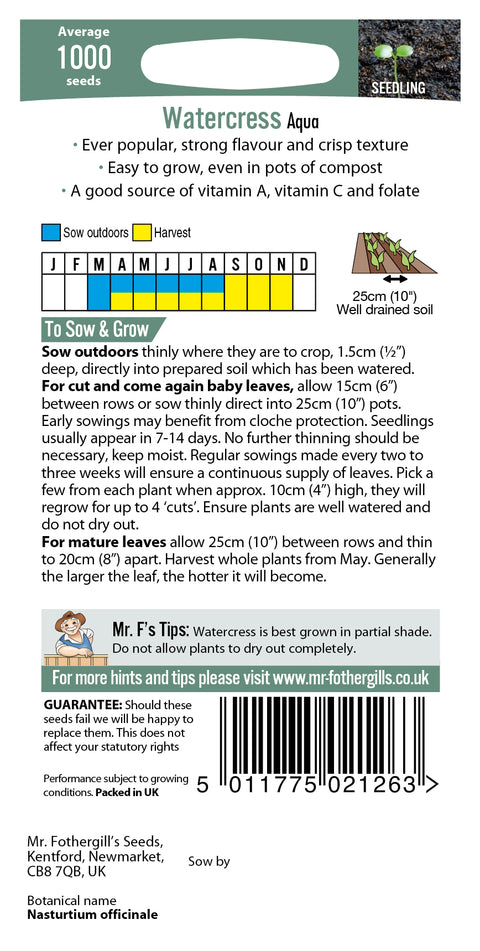 Mr Fothergills Watercress Aqua Seeds