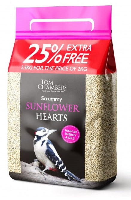 Tom Chambers Scrummy Sunflower Hearts 2kg - 25% EXTRA FREE