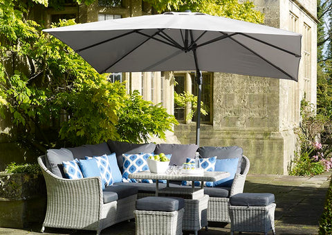 Bramblecrest Chichester 3.0m Square Side Post Parasol with Granite Base - Grey