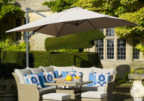 Chichester 3.0m Square Side Post Parasol with Granite Base - Sand