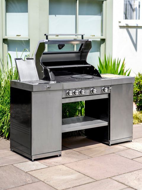 Grillstream Hooded 4 Burner BBQ Island Hybrid - Stainless Steel