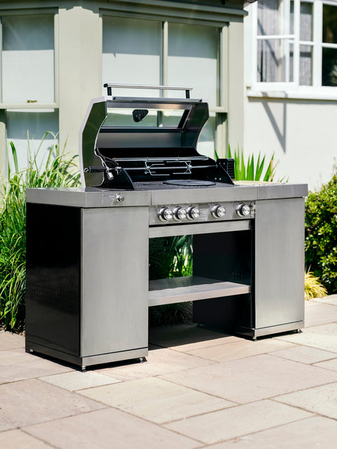 Grillstream Hooded 4 Burner BBQ Island Hybrid - Stainless Steel