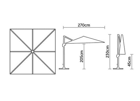 Lichfield 2.7m x 2.7m Square Side Post Parasol with Granite Base - Sand