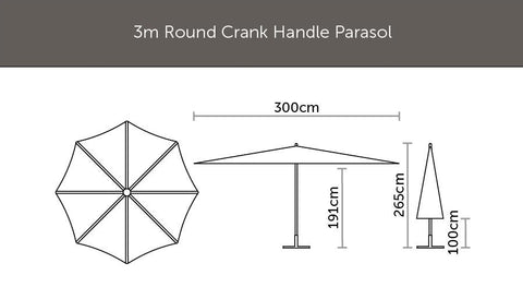 Brushed Aluminium 3.0M Crank Parasol - Sand