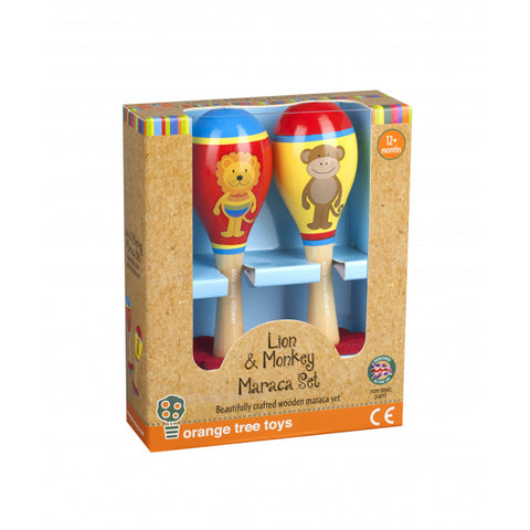 Orange Tree Lion & Monkey Maraca Set