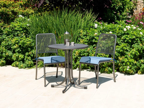 Portofino Tea for Two with Charcoal Stripe Cushions