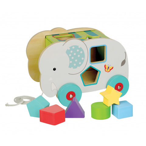 Orange Tree Jungle Elephant Pull Along Shape Sorter
