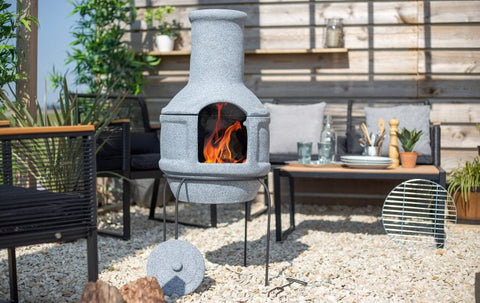 La Hacienda Tana 2-piece Chimenea - Light Grey with Grill