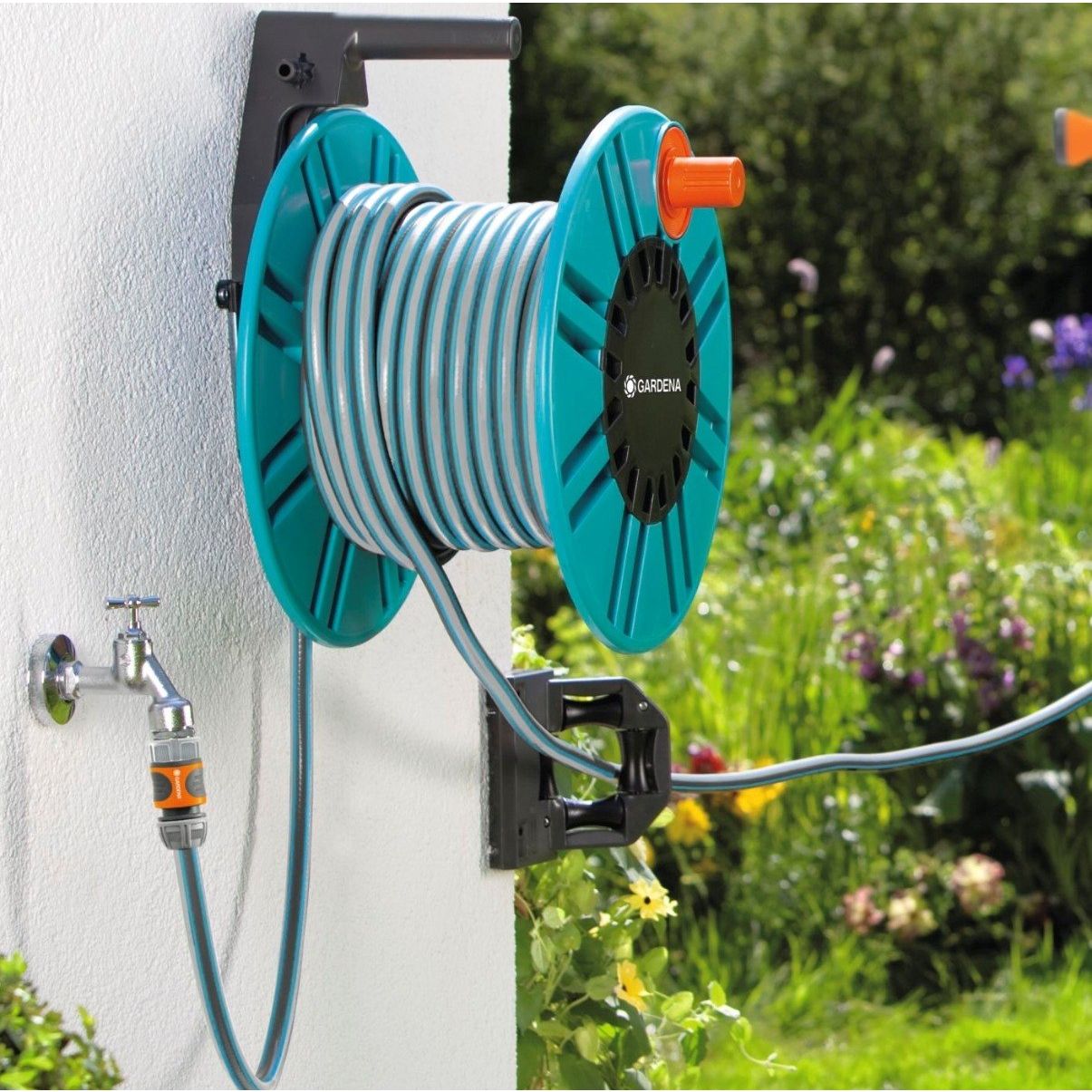 Gardena Classic Wall-Fixed Hose Reel 60m With Hose Guide – Country Gardener